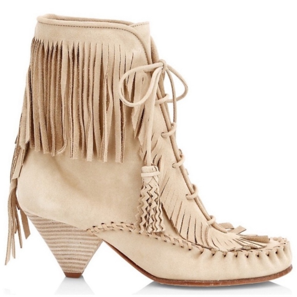 Coach Fringe Suede Moccasin Ankle Boots - Size 6.5B - Picture 1 of 16